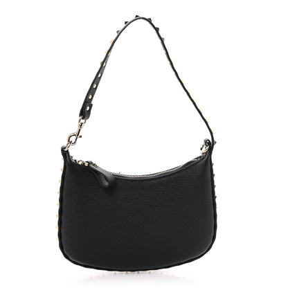 Valentino Garavani Grainy Calfskin Mini Rockstud Hobo Black 1 of 10
