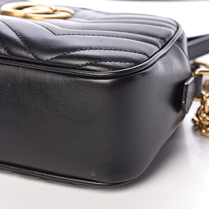 Gucci Calfskin Matelasse Small GG Marmont Chain Shoulder Bag Black 10 of 11
