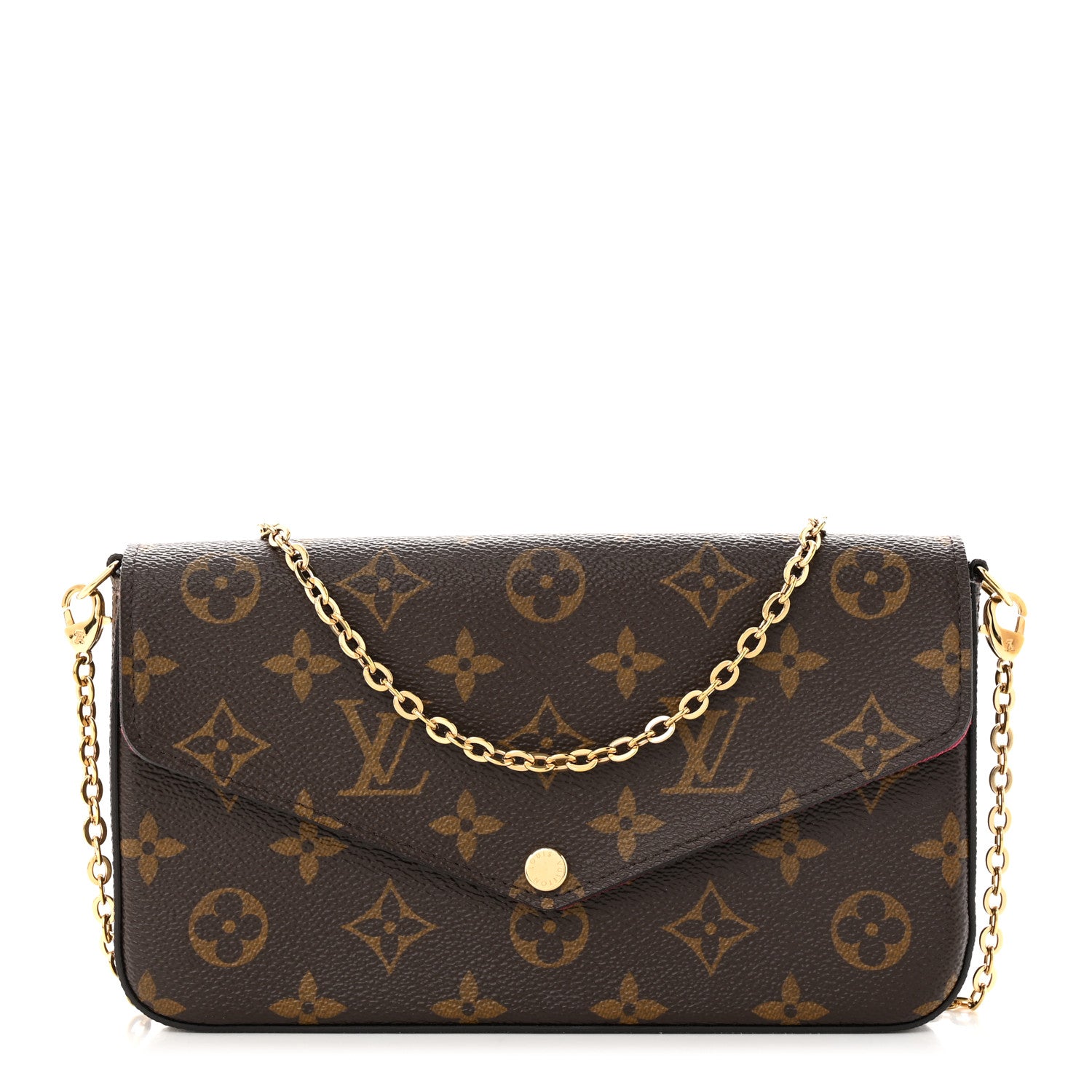 Louis Vuitton Monogram Pochette Felicie Chain Wallet Fuchsia 1 of 12