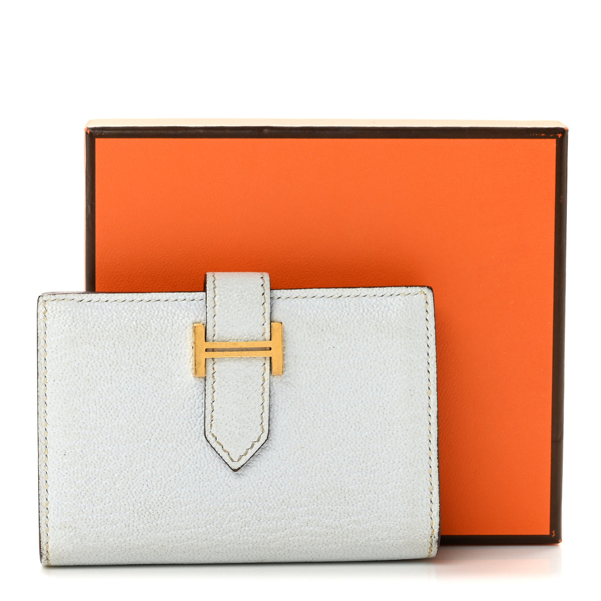 Chevre Mysore Bearn Card Holder Wallet Bleu Brume