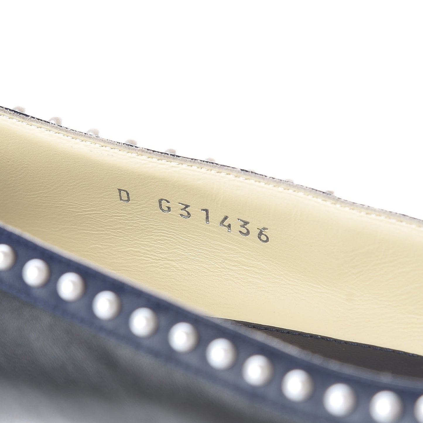 Lambskin Pearl Cap Toe CC Ballerina Flats 40 Black Navy