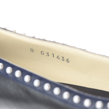 Chanel Lambskin Pearl Cap Toe CC Ballerina Flats 40 Black Navy 11 of 12