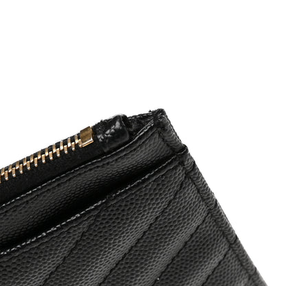 Saint Laurent Grain De Poudre Chevron Monogram Bill Pouch Black 8 of 11