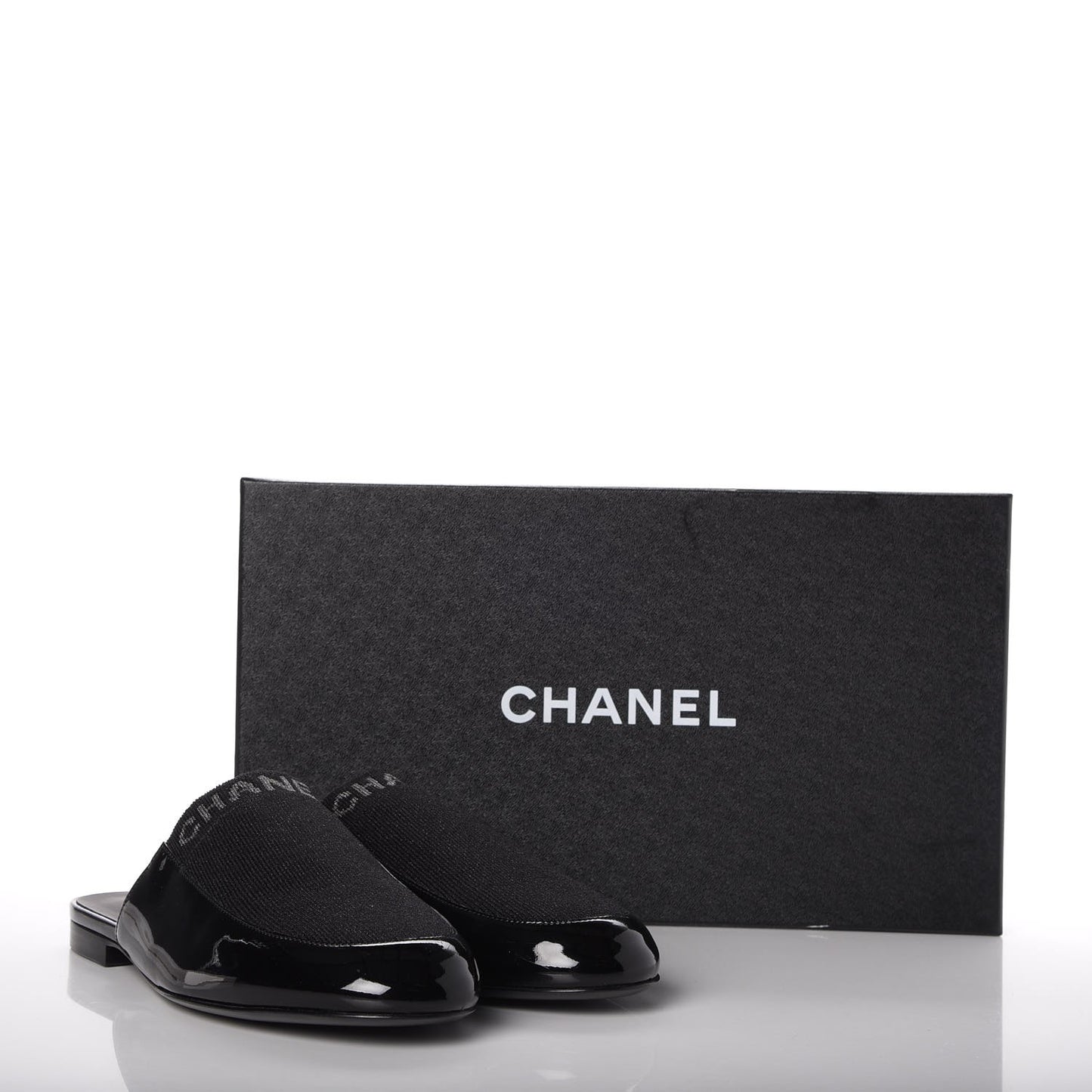 Fabric Patent Calfskin Mules 39 Black