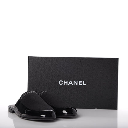 Chanel Fabric Patent Calfskin Mules 39 Black 9 of 9