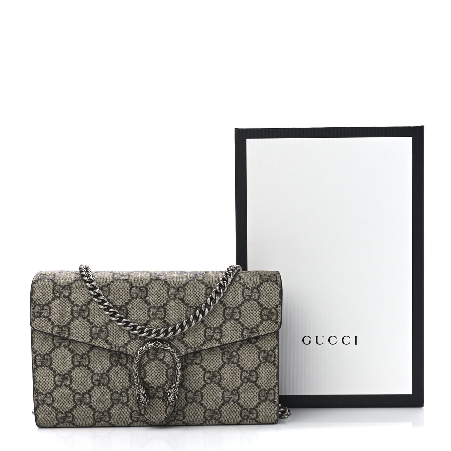 GG Supreme Monogram Mini Dionysus Chain Wallet Beige Taupe