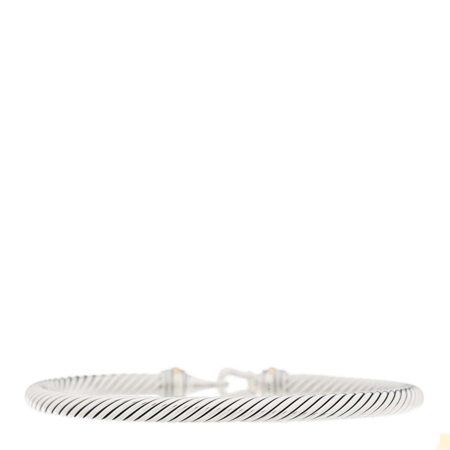 Sterling Silver 18K Yellow Gold 4mm Cable Classic Buckle Bracelet