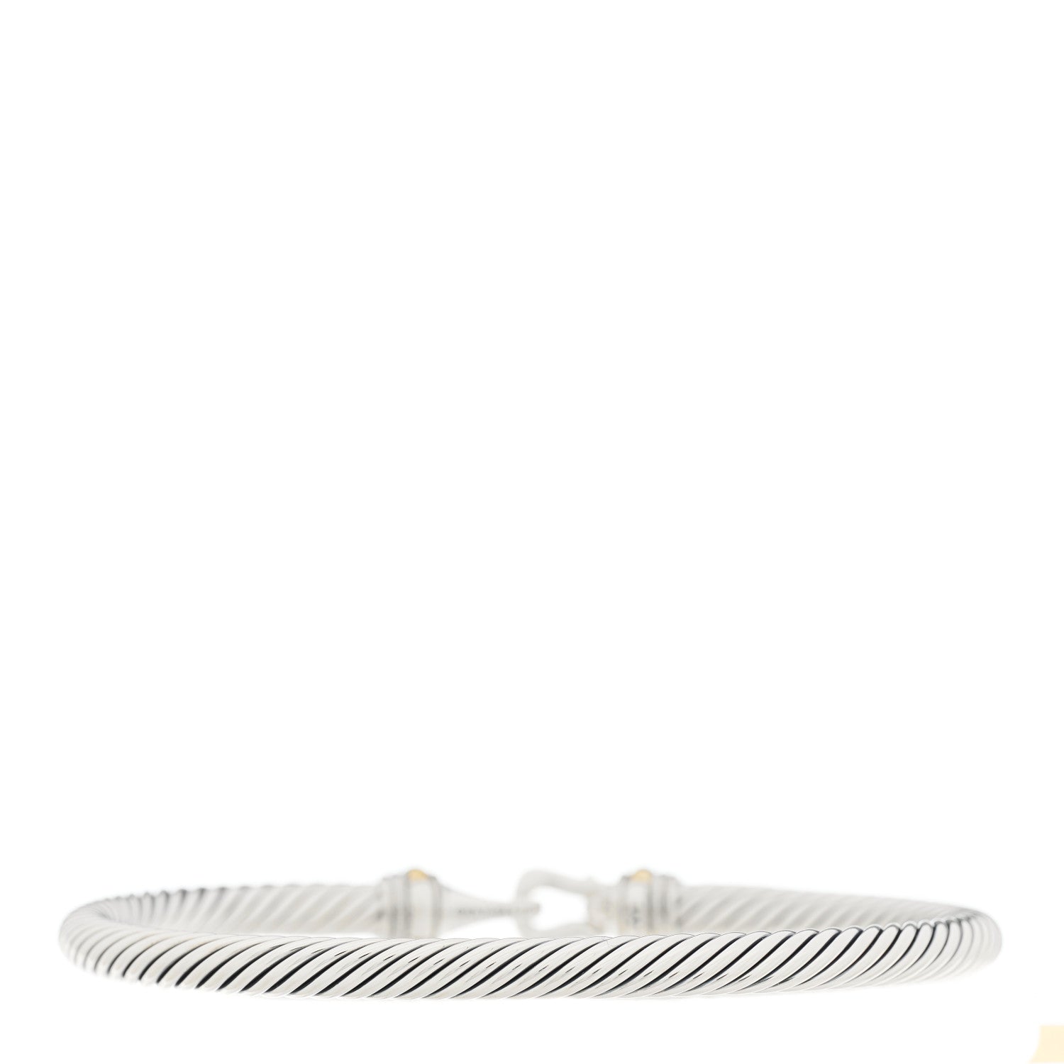 David Yurman Sterling Silver 18K Yellow Gold 4mm Cable Classic Buckle Bracelet 2 of 3