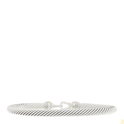 David Yurman Sterling Silver 18K Yellow Gold 4mm Cable Classic Buckle Bracelet 2 of 3