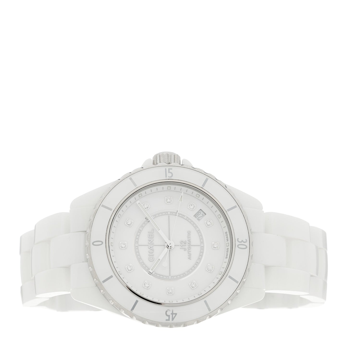 Stainless Steel Ceramic Diamond 38mm J12 Automatic Watch White