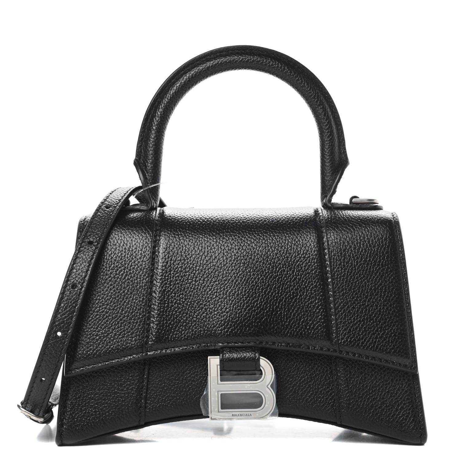 Balenciaga Grained Calfskin Hourglass Top Handle Bag XS Black 1 of 12