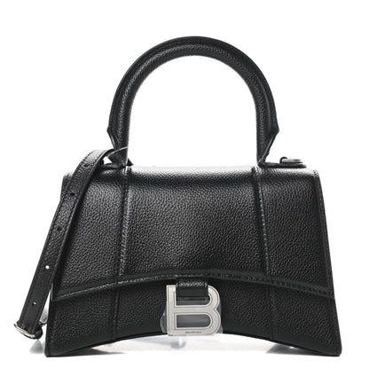 Balenciaga Grained Calfskin Hourglass Top Handle Bag XS Black 1 of 12