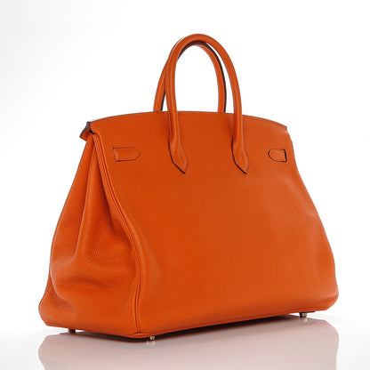 Hermes Taurillon Clemence Birkin 40 Orange 3 of 26