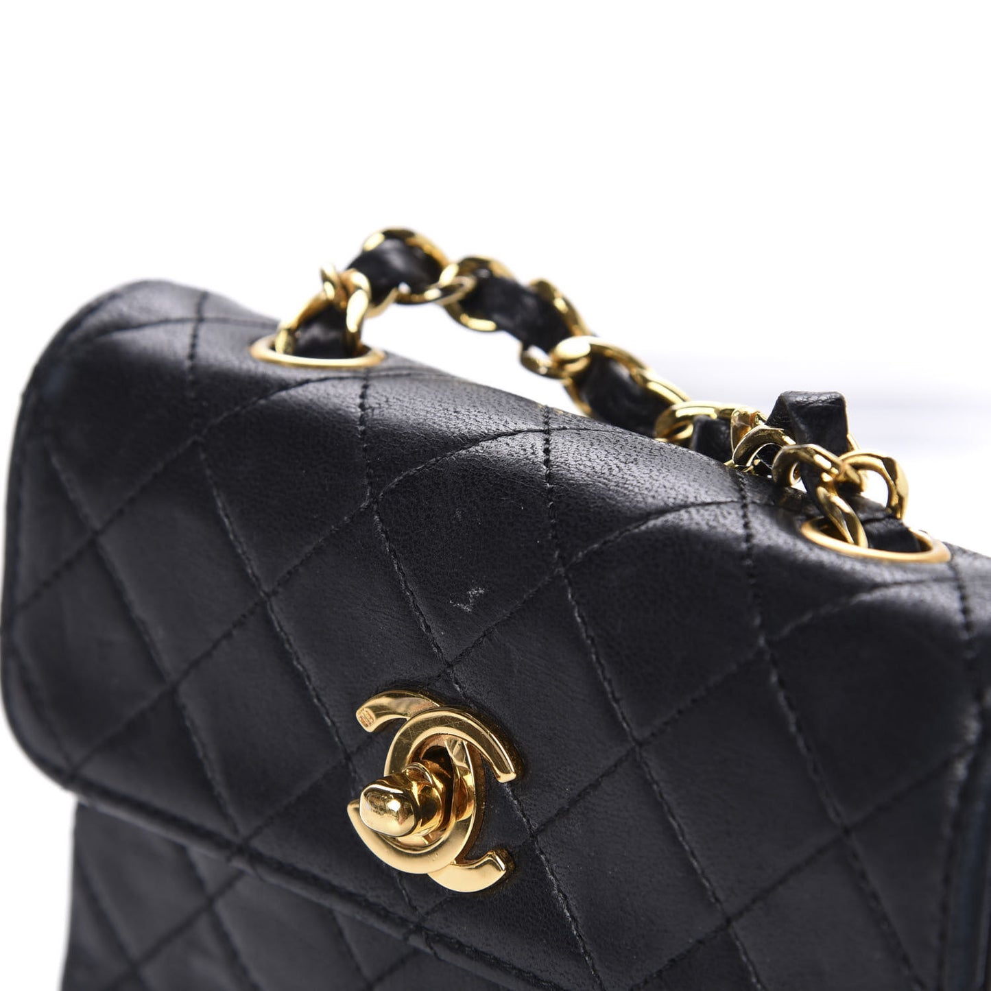 Lambskin Quilted Micro Mini Flap Bag Black