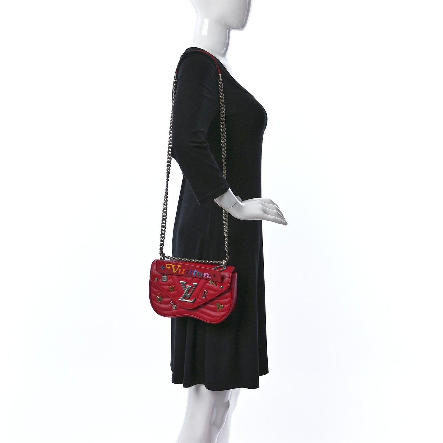 Calfskin Love Lock New Wave Chain PM Scarlet