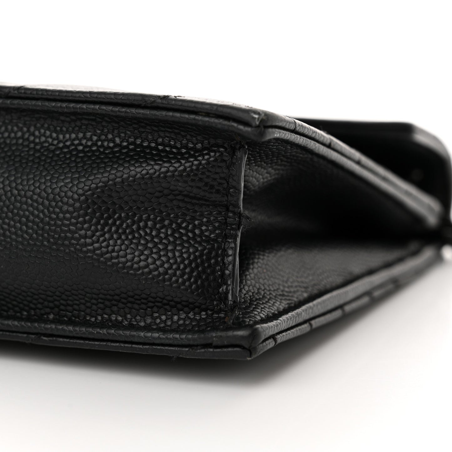 Grain De Poudre Matelasse Chevron Monogram Monochrome Envelope Chain Wallet Black