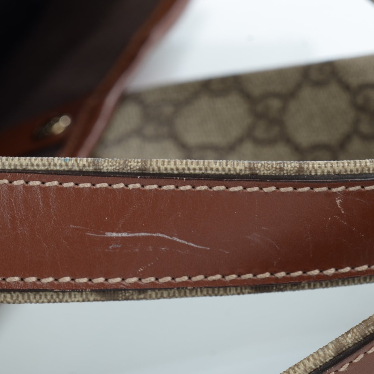 GG Plus Monogram Large Signature Web Loop Tote Brown