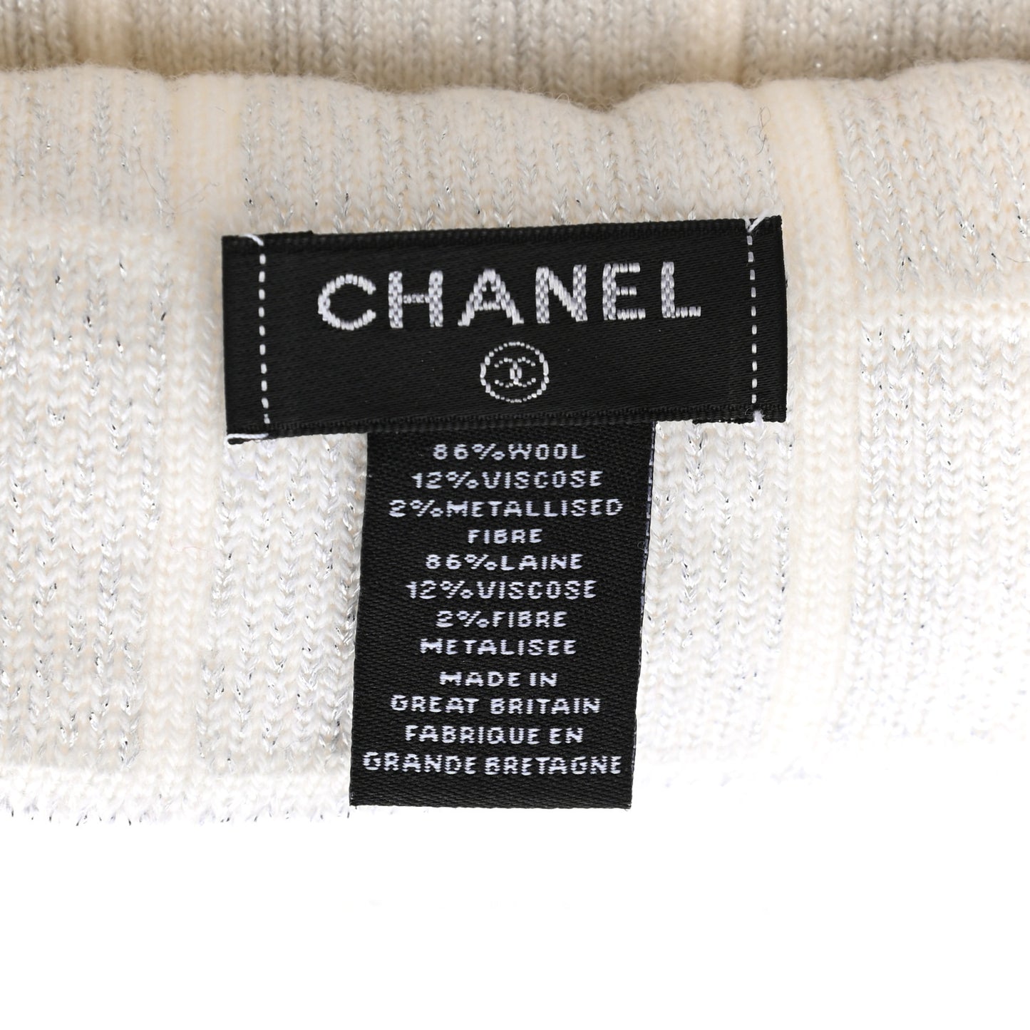 Wool Blend CC Beanie Hat White Silver