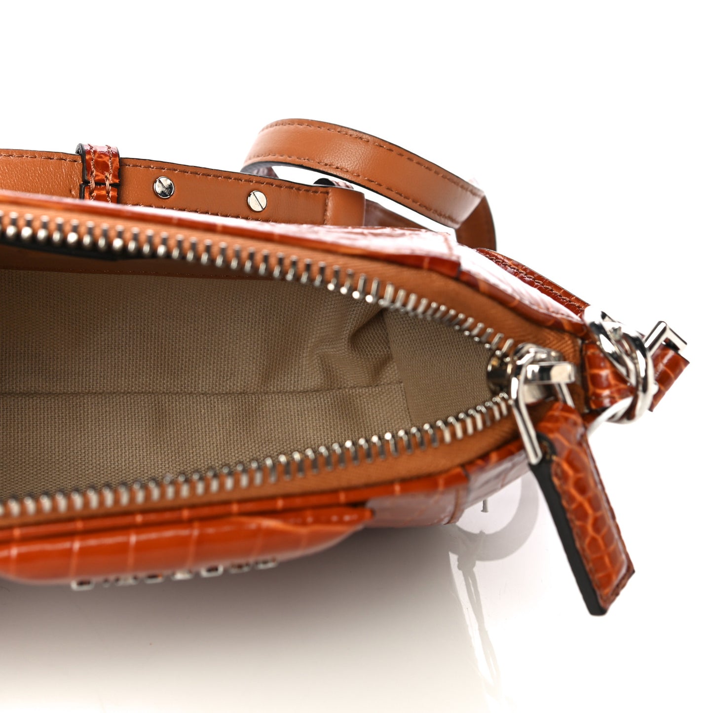 Calfskin Crocodile Embossed Nano Antigona Tan