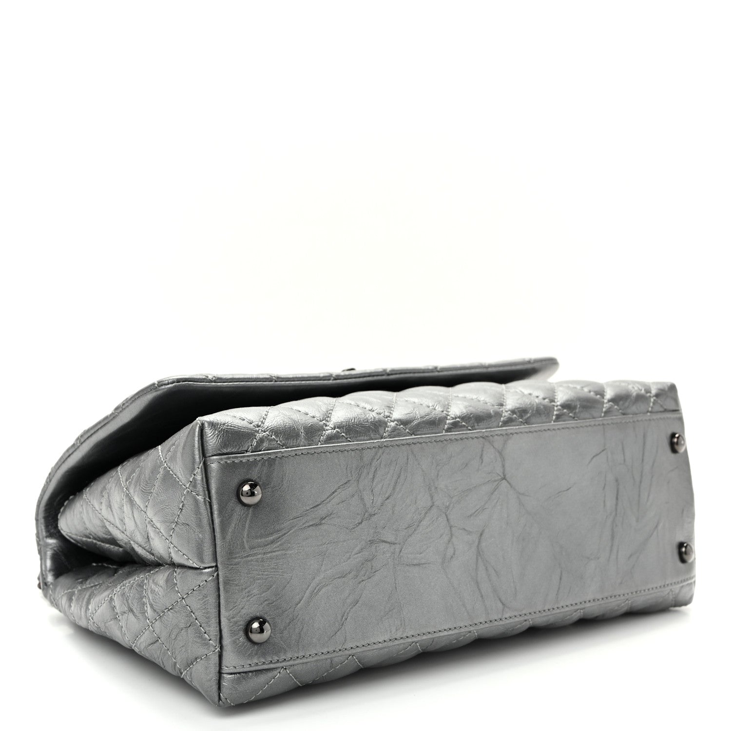 Chanel Metallic Aged Calfskin Quilted Small Coco Handle Flap Charcoal 4 of 10
