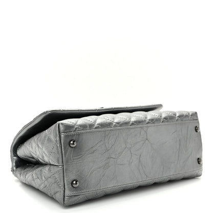 Chanel Metallic Aged Calfskin Quilted Small Coco Handle Flap Charcoal 4 of 10