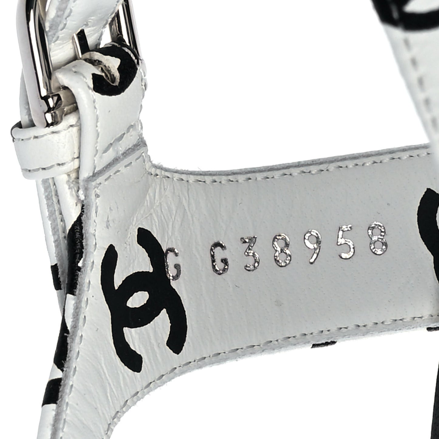 Printed Lambskin Coco Beach Platform Sandals 40 White Black