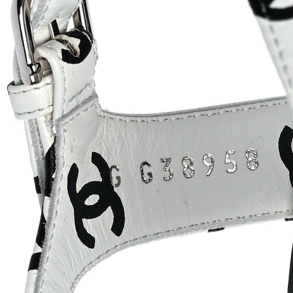 Chanel Printed Lambskin Coco Beach Platform Sandals 40 White Black 8 of 9
