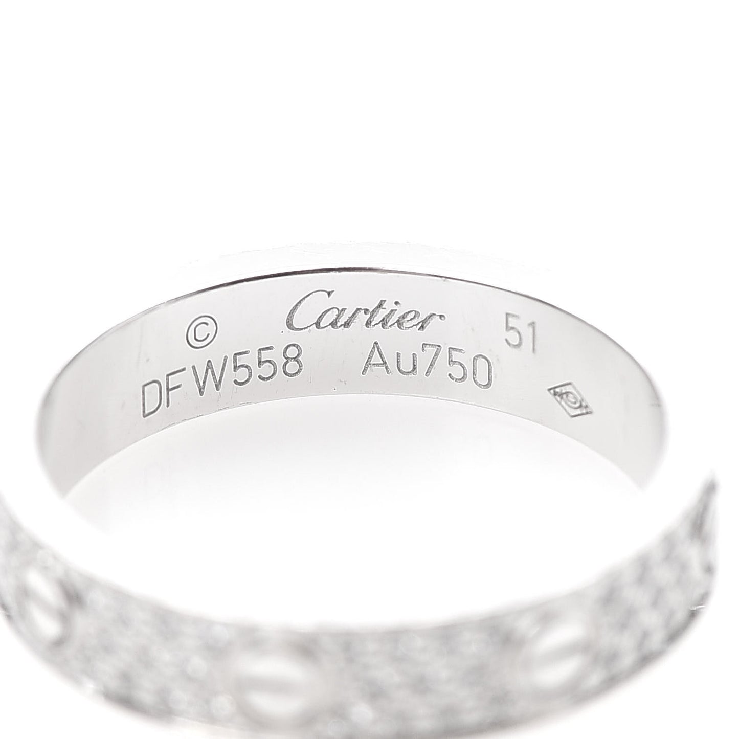 18K White Gold Diamond 4mm LOVE Wedding Paved Band Ring 51 5.75