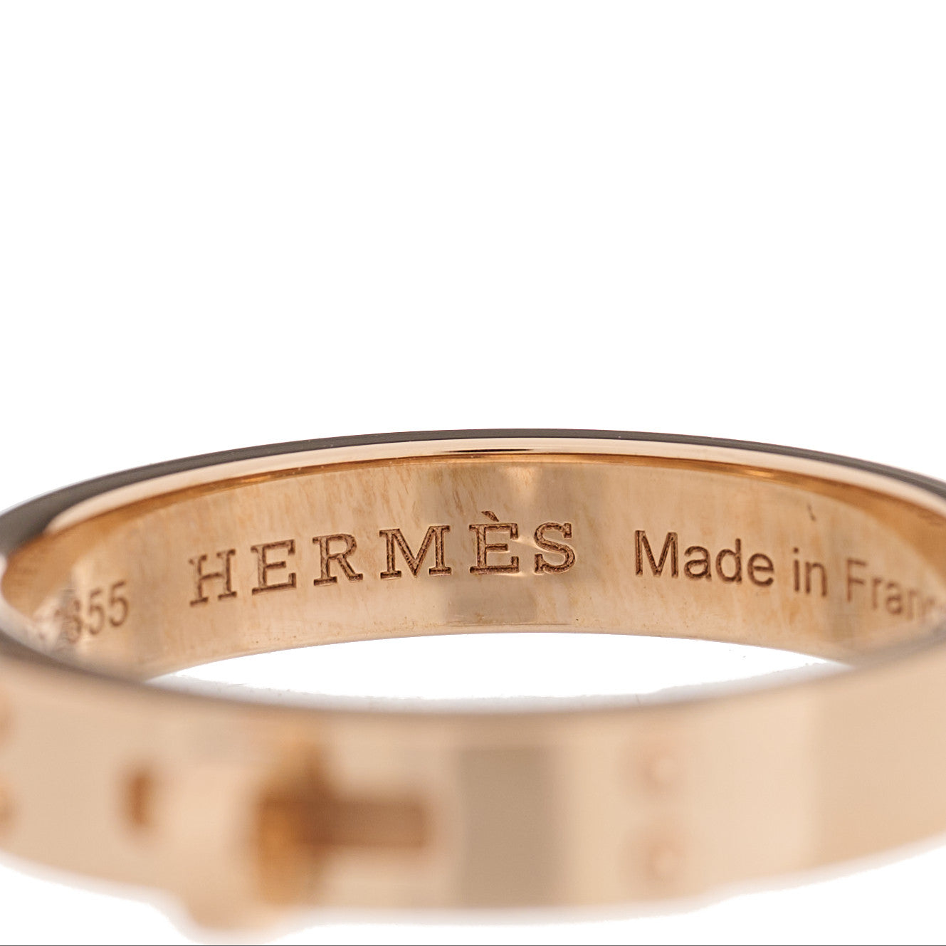Hermes 18K Rose Gold Diamond TPM Kelly Ring 52 6 4 of 7