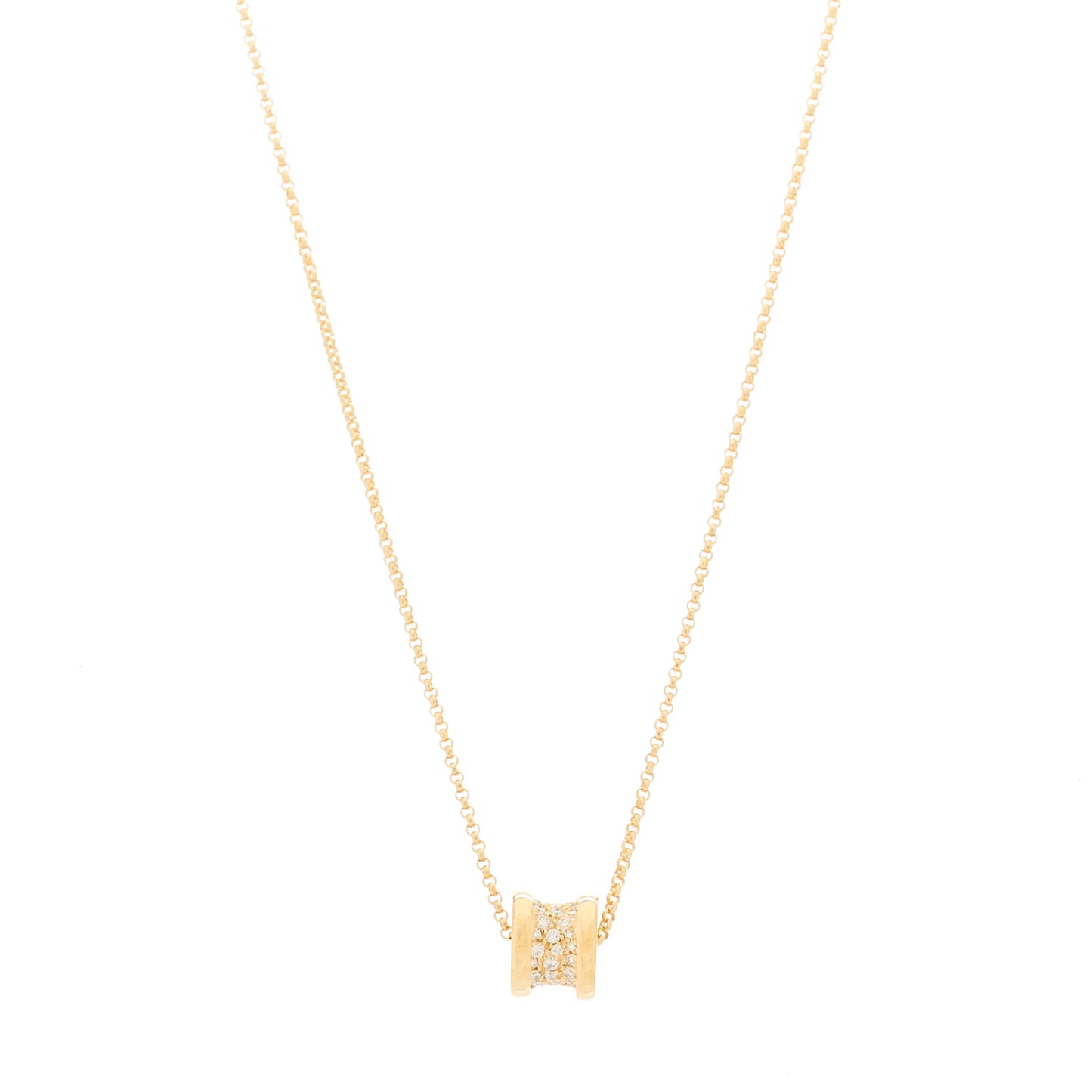 18K Yellow Gold Diamond Small B.Zero1 Pave Pendant Necklace