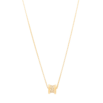 Bulgari 18K Yellow Gold Diamond Small B.Zero1 Pave Pendant Necklace 1 of 9