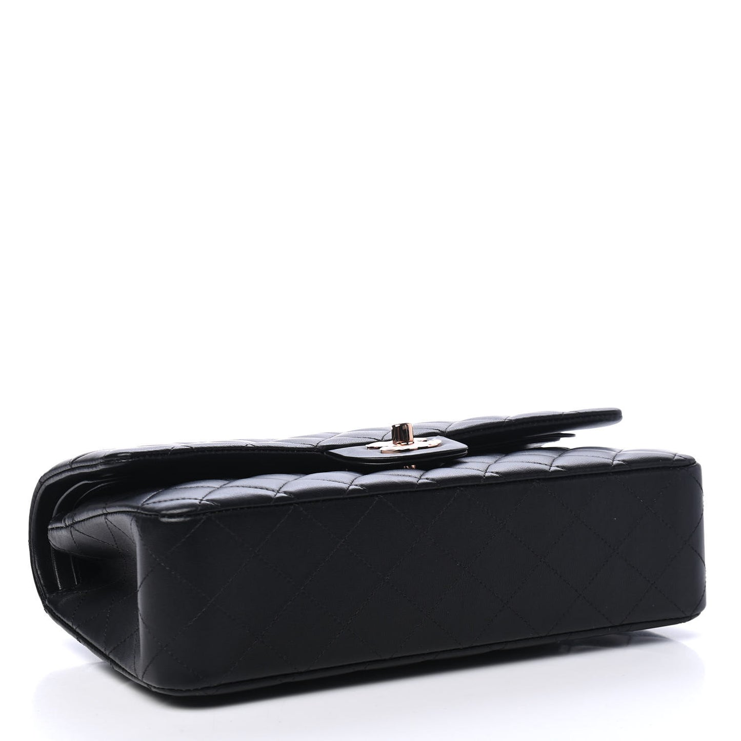 Lambskin Quilted Medium Double Flap Black