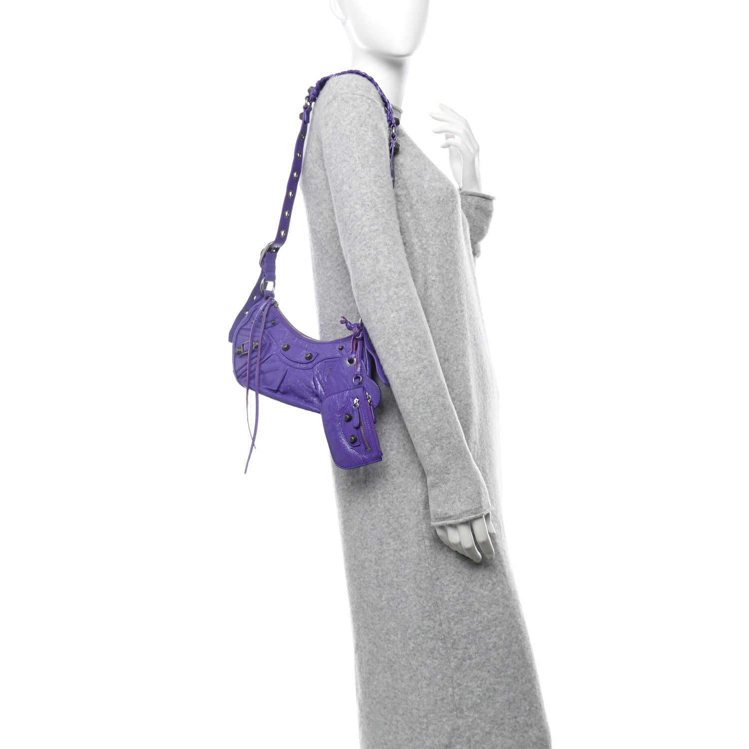 Balenciaga Agneau Arena Le Cagole Shoulder Bag XS Purple 3 of 11