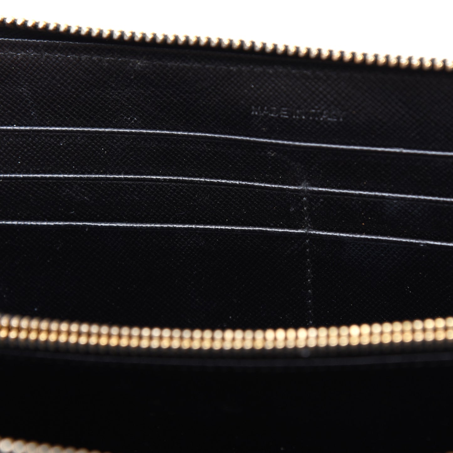 Saffiano Metal Zip Around Wallet Black