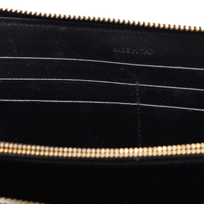 Prada Saffiano Metal Zip Around Wallet Black 11 of 14