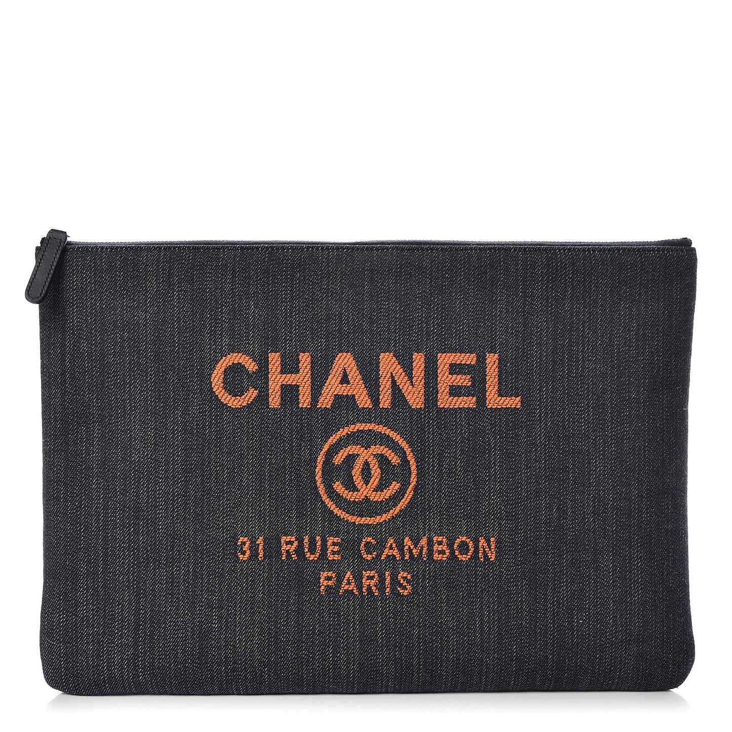 Denim Large Deauville Pouch Clutch Blue Orange