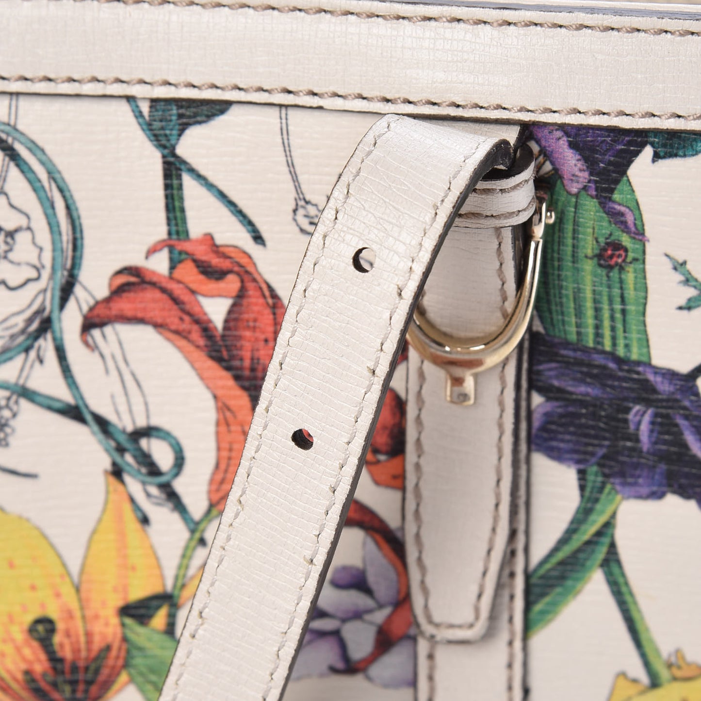 Calfskin Flora Infinity Small Nice Tote Off White