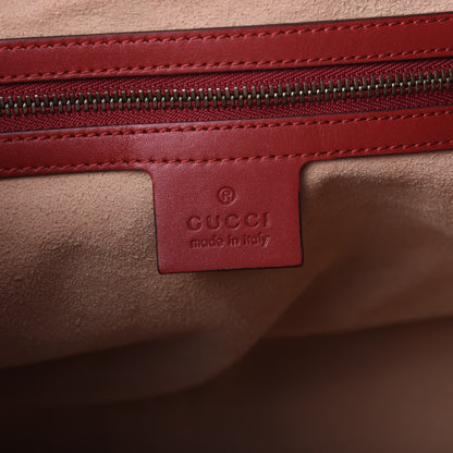 Gucci Calfskin Matelasse Medium GG Marmont Shoulder Tote Bag Hibiscus Red 7 of 12