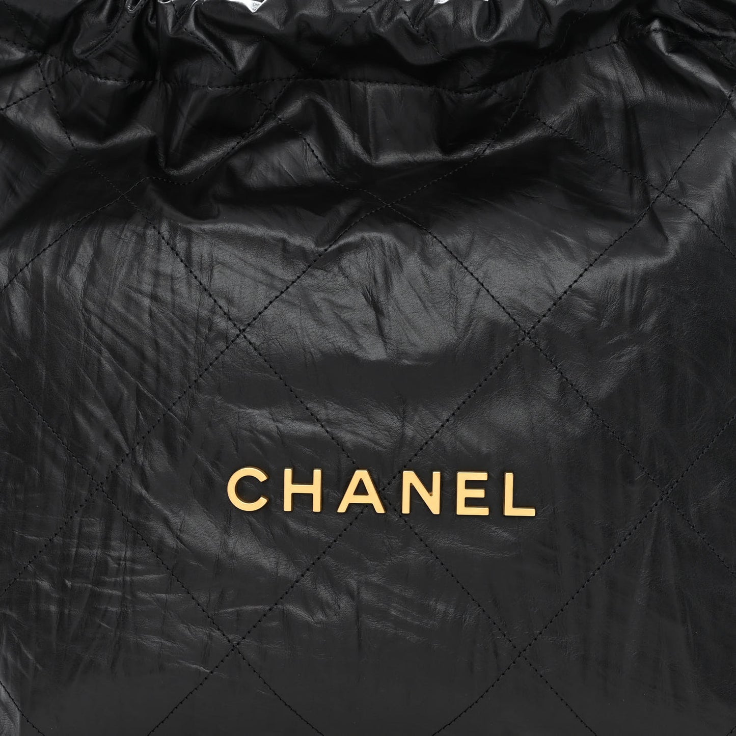 Crumpled Calfskin Quilted Chanel 22 Black