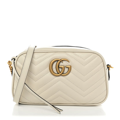 Gucci Calfskin Matelasse Small GG Marmont Chain Shoulder Bag White 1 of 11