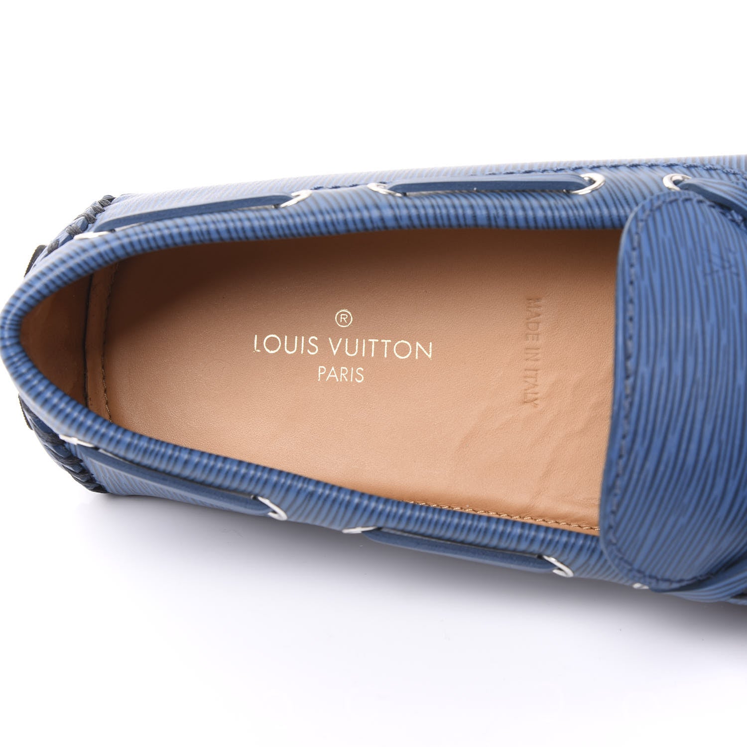 Louis Vuitton Epi Mens Moccasin Loafers 10 Blue 8 of 9