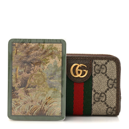Gucci GG Supreme Monogram Web Ophidia Playing Card Case Beige New Acero 2 of 9