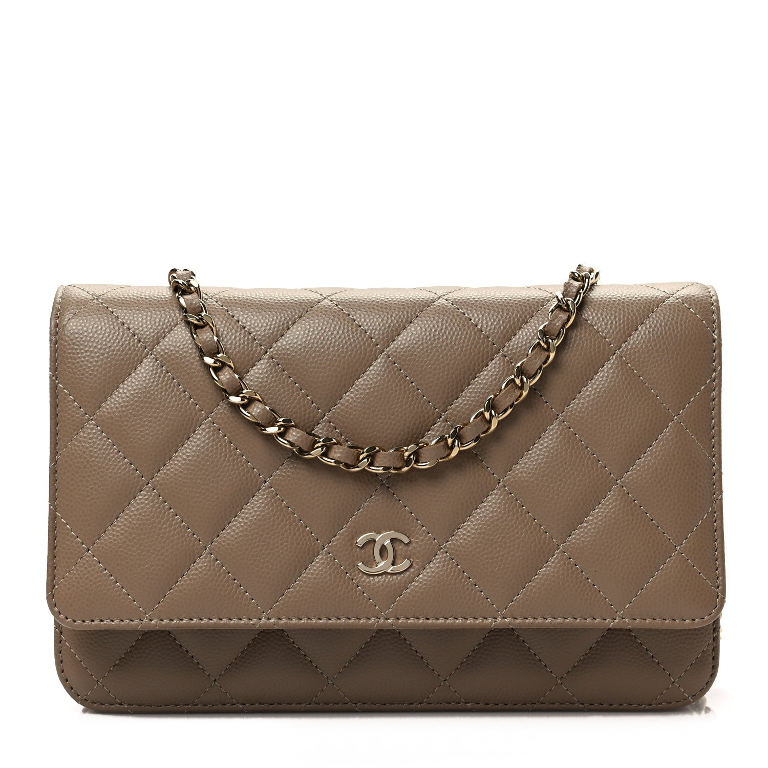Chanel Caviar Quilted Wallet on Chain WOC Dark Beige 1 of 7