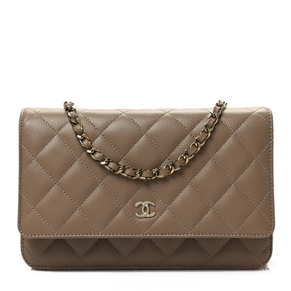 Chanel Caviar Quilted Wallet on Chain WOC Dark Beige 1 of 7