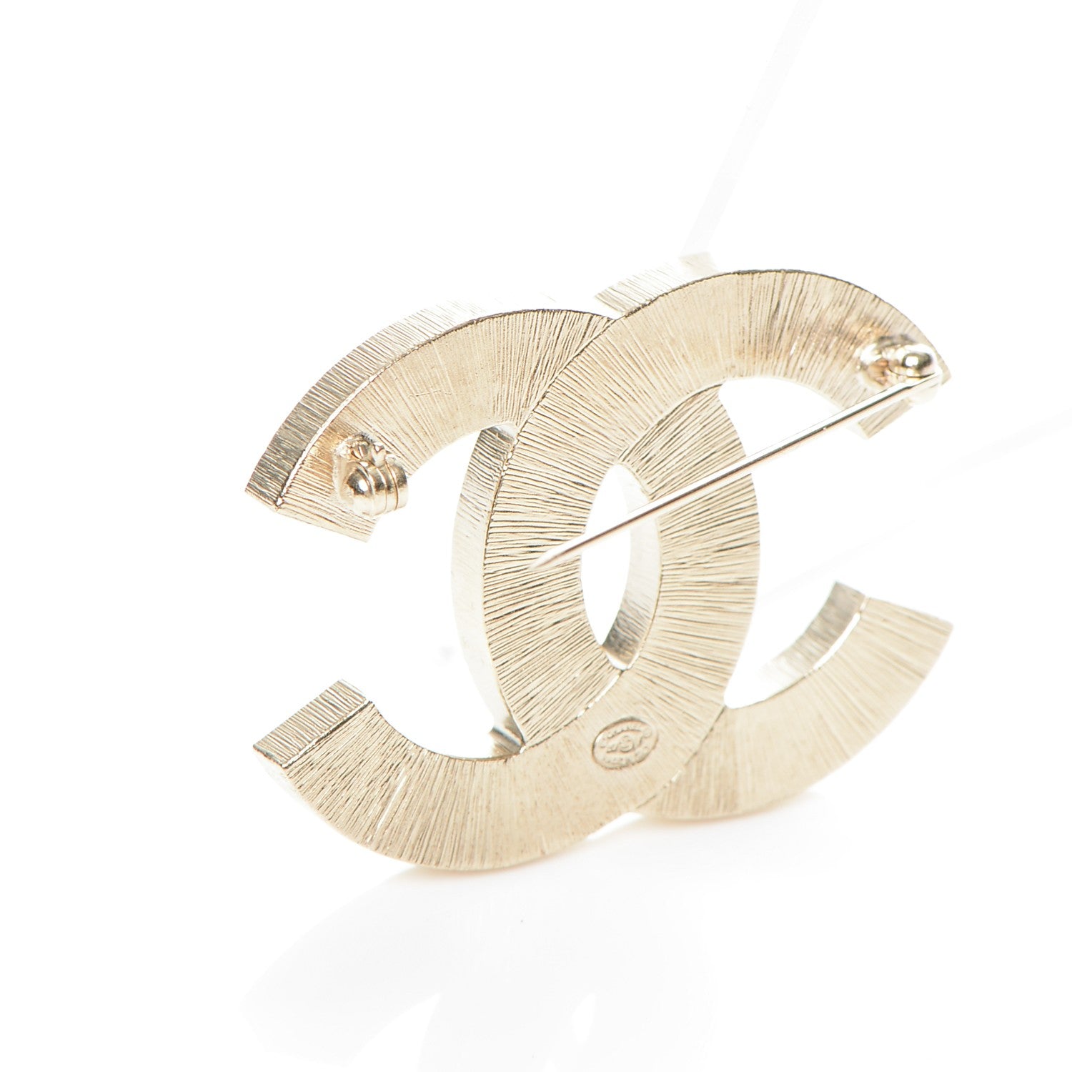 Chanel Metal Quilted CC Brooch Silver Gold 3 of 4