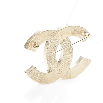 Chanel Metal Quilted CC Brooch Silver Gold 3 of 4