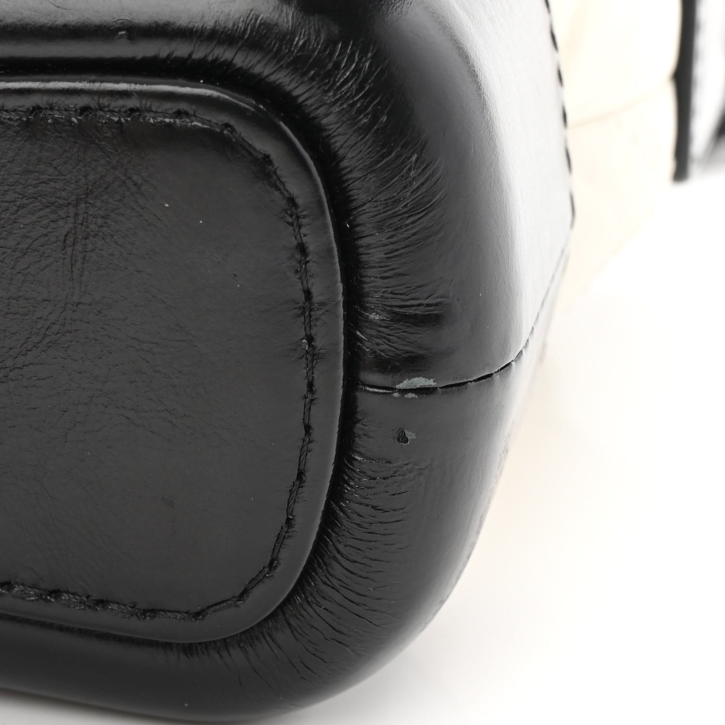 Aged Calfskin Quilted Small Gabrielle Hobo Black White