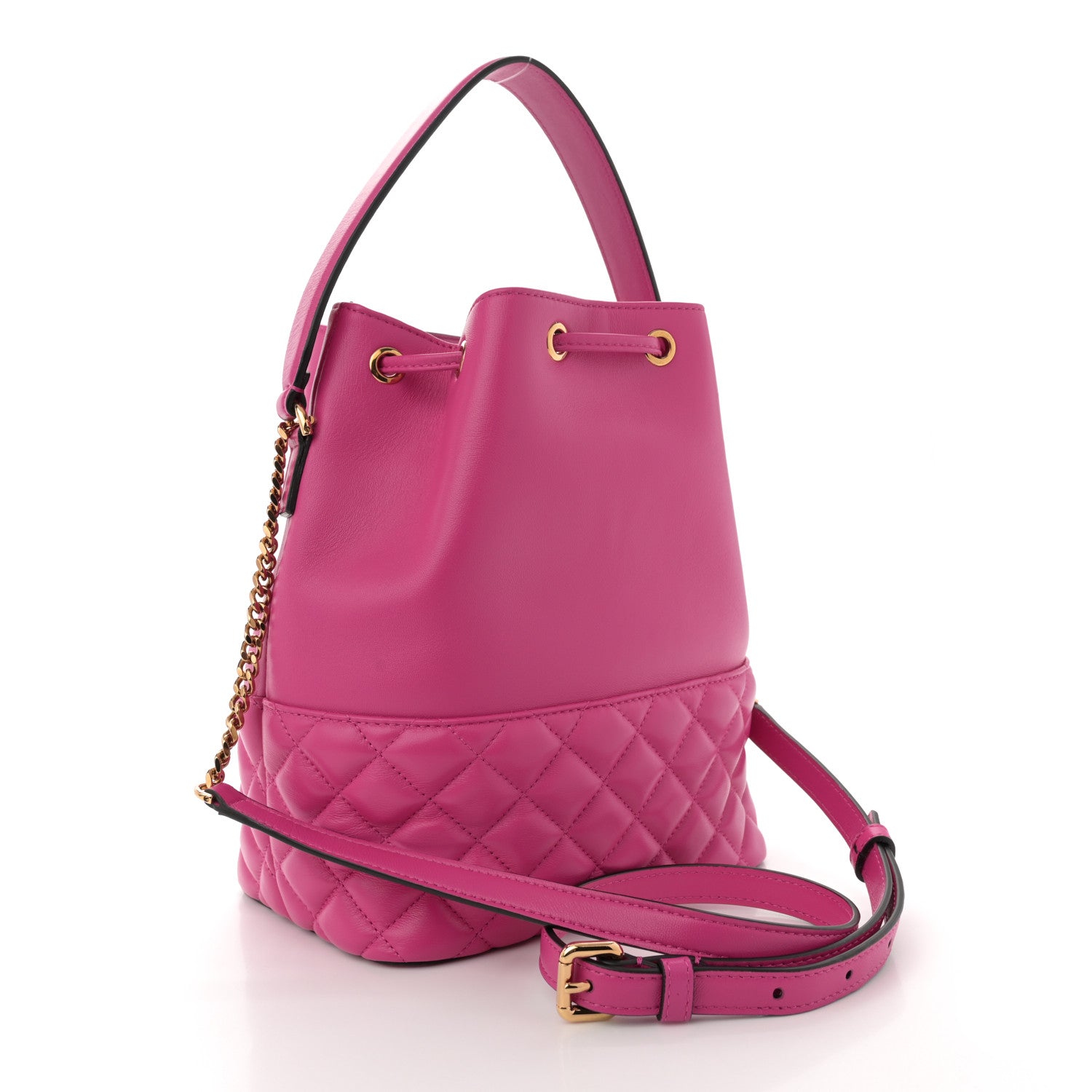 Versace Nappa Quilted Medusa Top Handle Bucket Bag Fuchsia 3 of 11