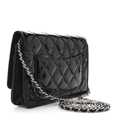 Chanel Patent Quilted Wallet On Chain WOC Black 3 of 11