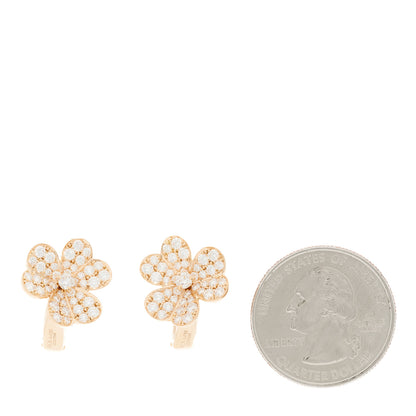 Van Cleef & Arpels 18K Rose Gold Diamond Small Frivole Pave Earrings 2 of 5